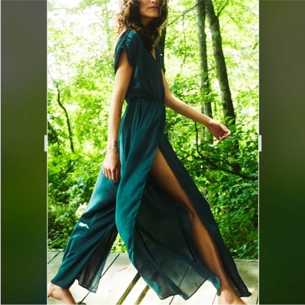 Blue buttercup emerald green jumpsuit womens medium